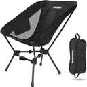 MARCHWAY Lightweight Folding Camping Chair, Portable Foldable Compact for Outdoor Camp, Travel, Beach, Picnic, Festival, Hiking, Backpacking, Supports 330Lbs (Black)