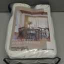 Beige White Linen Curtains Pinch Pleated 84 Inches Long for Living Room Bedroom Pleat with Rings Back Tab Semi Sheer Curtains 84 Inch Length 2 Panels Set Light Filtering Farmhouse Drapes