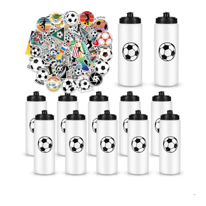 12 Pack Soccer Water Bottle Bulk with 300 PCS Stickers 20 oz Reusable BPA-Free Water Bottles for Boys Sports Squeeze Bottles Soccer Party Favors Gifts For Team