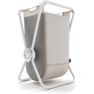simplehuman single x-frame laundry hamper, 100% recycled polyester removable laundry baskets with easy carry handles, heavy-gauge steel frame, white, 65L
