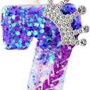 Sumind Kpop Birthday Number Candles, Purple Pink Birthday Candles for Cake, Glitter Number Cake Topper with Sequins for Celebrating Anniversary Theme Decorations(Braid Crown,7)