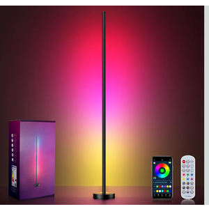 Smart RGBICW LED Corner Floor Lamp - 16 Million DIY Colors, 68+ Scenes, Music Sync, App & Remote Control, Color-Changing Ambient Lighting for Living Rooms, Bedrooms, and Gaming Rooms