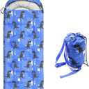 Kids Sleeping Bags - Camping Sleeping Bags with Carry Bag - Compact Sleeping Bag for Hiking, Backpacking 3 Season Warm & Cool Weather, Lightweight Waterproof Outdoor Travel for Boys Girls (Blue)