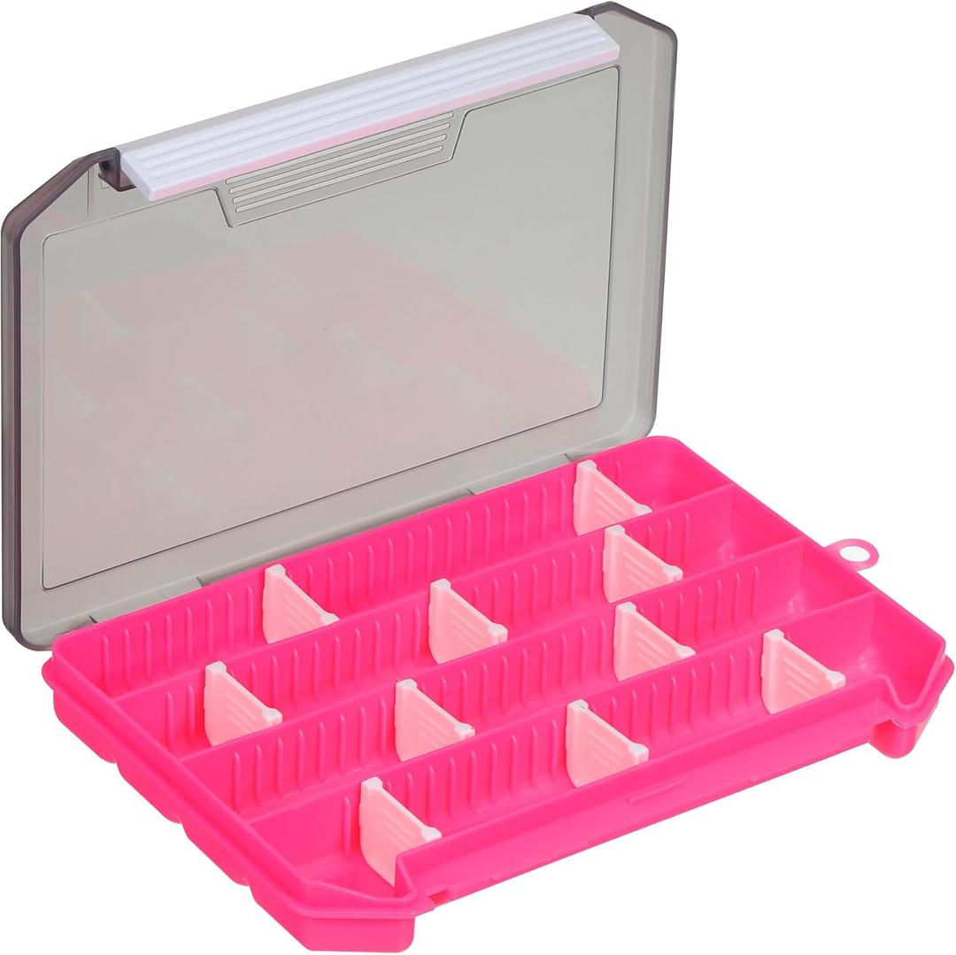PATIKIL Waterproof Fishing Lure Box, Plastic Fish Tackle Accessory Storage Organizer Container, Pink