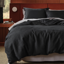 Bedsure Cotton Duvet Cover Set - 100% Cotton Waffle Weave Black Duvet Cover Oversized King Size, GentleSoft™ and Breathable Bedding Set for All Season, 3 Pieces, 120"x98"