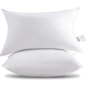 HITO 12x20 Pillow Inserts (Set of 2)- 100% Cotton Covering Down Alternative Throw Pillows White for Couch Bed Sofa