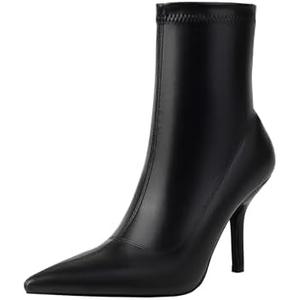 Mofirdast Women's Pointed Toe Heel Ankle Boots with Detachable Metal Chain - 3.54 inch Stiletto Booties, Side Zipper for Evening & Events, Size 10