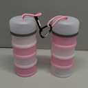 Baderke 2 Pcs Protein Powder Container with Funnels Stand, 4 Stackable Leakproof Protein Powder Dispenser, Portable Keychain Powder Container for Workout, Fitness, Travel(Pink, White)