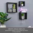 MELANNCO Floating Wall Square Cube Shelves for Bedroom, Living Room, Bathroom, Kitchen - Wood, Set of 3, Black
