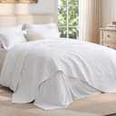 Love's cabin King Quilt Set White, Bed in a Bag King Size Bedding 7 Pieces, Ultrasonic Embossed Coin Pattern Comforter, Lightweight Bedspreads for All Seasons Quilt with Sheets, Pillowcases & Shams