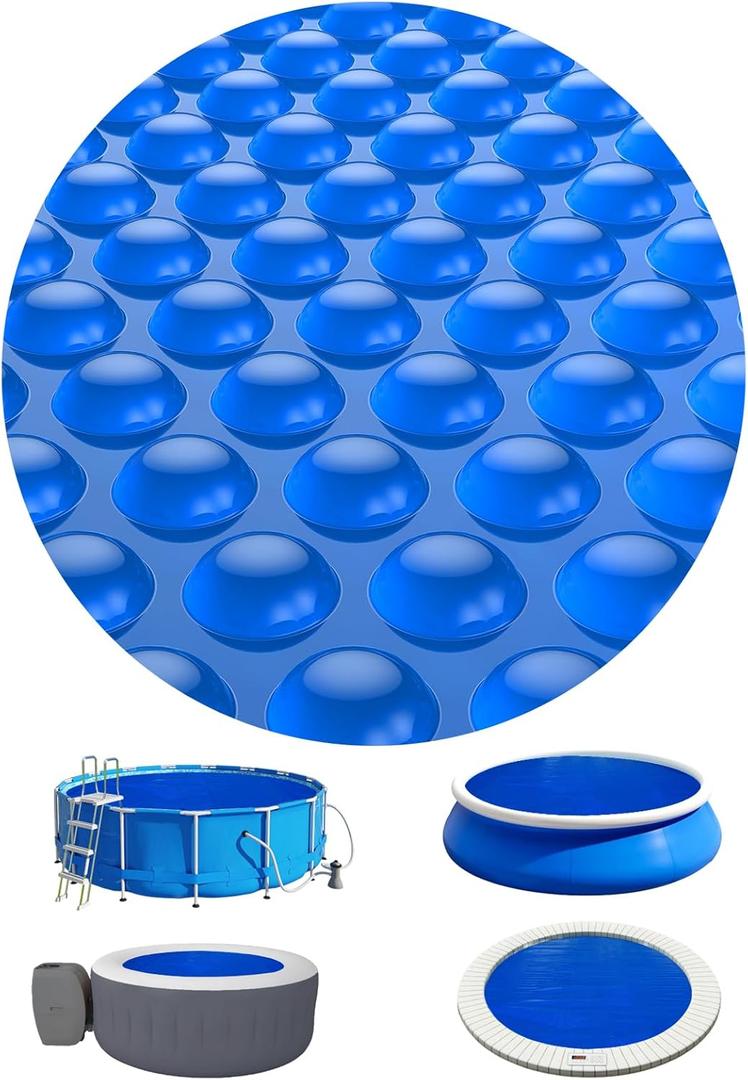 BigXwell Solar Pool Cover 10 ft Round, 16 Mil Heavy-Duty Bubble Blanket Retains Heat, Reduces Evaporation and Slows Heat Loss, for Above Ground, Inground Pools and Hot Tubs