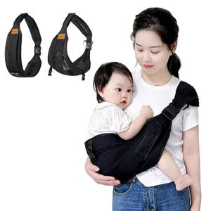  Baby Sling Carrier, Toddler Carrier, Baby Sling, Portable and Adjustable Non-Slip Hip Seat Carriers 10-45lbs(Black, Mesh)