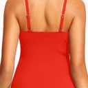 Tankini Tops for Women - V Neck Tummy Control Bathing Suit Top Only No Bottom
