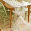 Lounsweer Wildflower Table Runner 10ft/ 29 Inch x 120 Inch White Embroidery Wildflower Spring Summer Tulle Lace Runner for Table Wedding Bridal Baby Shower Holiday Dining Decor DIY