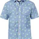 Tipsy Elves Button Down Shirts for Men - Valentines Day, Mardi Gras and St Patricks Day Mens Button Ups (Blue, L)
