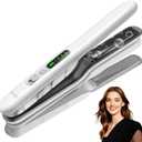 Cordless Hair Straightener, SUNMAY 2-in-1 Titanium Flat Iron Curler with Negative Ion, Dual NTC Temperature Control, 20s Fast Heat-Up, 3 Heat Settings, USB Rechargeable Portable Travel Straightener (White Plus)