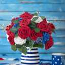 InnoGear Artificial Flowers, 50 Pcs Dark Red Foam Fake Roses Bulk with Stems for Mother's Gift Decoration Celebration DIY Wedding Bouquets Centerpieces Bridal Shower Party Christmas Tree