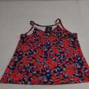Women’s Floral Print Sleeveless Top – Red & Blue Pattern, Size L