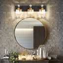 PRESDE Crystal 3 Light Bathroom Vanity Lights Black and Gold Bathroom Lights Fixtures Over Mirror Modern Bath Wall Lighting