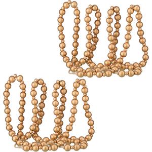 2 Pcs/ 14.4 Feet Christmas Wooden Beads Garland Xmas Wooden Tree Beads Rustic Round Craft Decorative Christmas Tree Farmhouse Decor Boho Vintage Garland for Decoration Supplies(Gold)