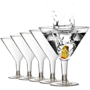 Youngever 12 Pack Plastic Cocktail Glasses, 8 Ounce Shatterproof Martini Cups, Reusable Cocktail Cups