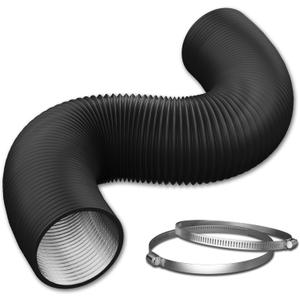 8 Inch Flexible Ducting Hose 16 Feet Black Aluminum Ducting -4 Layer Protection Dryer Vent Hose for HVAC Heating Cooling Ventilation and Exhaust, 2 Clamps Included