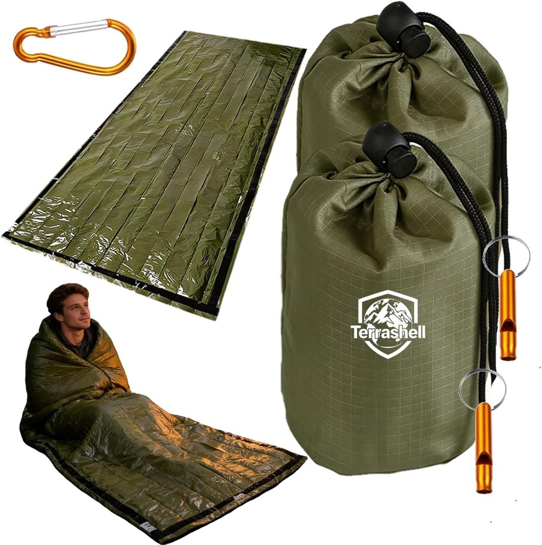 Sleeping Bag, Terrashell Blanket, Emergency Sleeping Bag, Compact Lightweight, Waterproof, Heat Blanket Survival for Survival Kit Car Camping Gear Hiking Go (25 m)