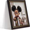 Framed Funny African American Kids Bathroom Canvas Wall Art Humor Cute Stank Face Black Girl Unpleasant Smell Cover Nose Painting Pictures Wall Decor Print Artwork for Washroom Toilet Decoration (16"L x 12"W)