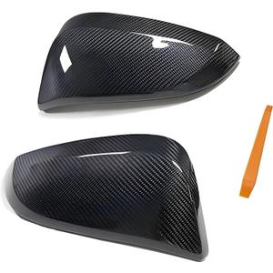 Carbon Fiber Left & Right Side Mirror Cover Cap Compatible with Toyota 4RUNNER 2013-2023, RAV4 2013-2018 SE/XLE/LTD, RAV4 HV 2016(Only for Models Without Side Camera)
