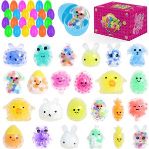 24PCS Pack Easter Squishies,Easter Bunny Stress Balls for Adults,Easter Basket Stuffers,Bulk Squishy Easter Toys Stress Relief Fidget,Easter Egg Fillers Party Favors Gifts
