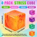 4 Pcs Stress Cube Squishies Fidget Toys, Ice Cube Shape Squeeze Toys, Slow Rise Stress Balls Sensory Toy for Kids Adults with Autism, Stress Relief Classroom Prize, Easter Basket Stuffers