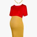 Geyoga 2 Pcs Halloween Bear Costume Kit Red and Yellow Maternity Dress Ear Costume Headband Ear Hair Hoop for Cosplay, XXL