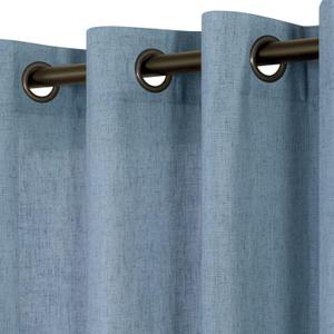 KOUFALL Stone Blue Linen Curtains for Bedroom,2 Panels Bronze Grommet Semi Sheer Dusty Blue Curtains for Living Room,Grey Blue,84 Inch Length 2 Panels