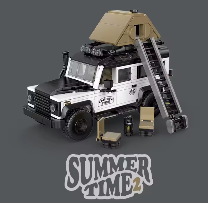 dOMOb OffRoad Camping SUV Car Building Kit – 676 pcs Building Blocks Set w/Container Display Box – Modular Scale 1:32 Model – Bricks Toy for Kids & Adults 8+ – for Boys, Hobbyist, Collector