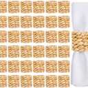 Hsei 48 Pcs Farmhouse Boho Napkin Rings Table Decor Handmade Fall Napkin Rings Rustic Woven Holders by Natural Water Hyacinth for Thanksgiving, Christmas Wedding Holiday Gatherings Table Dinnerware