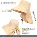 Womens Sun Hat Wide Brim with Ponytail Hole Neck Flap Outdoor UV Protection Foldable Fishing Cap UPF 50+ (Beige)