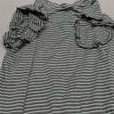 JUSTFASHIONNOW Womens Summer Tops Striped T-Shirts 2025 Ruffle Short Sleeve Crew Neck Casual Blouses with Pocket (X-Large, Green)