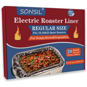 Electric Roaster Liners 34x18 Inch, 20 Pack Disposable Roaster Liners Fits 16-22 Qt Roasters, Heat-Resistant Roasting Oven Cooking Bags for Easy Cleanup