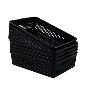 Hommp 6-Pack Plastic Paper Storage Baskets Trays, Black A4 Storage Basket (13.7" x 9.6" x 3.5")