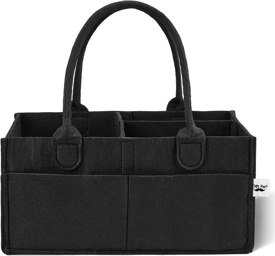 Mr. Pen- Baby Diaper Caddy Organizer, Black, Medium, Nursery Storage Bin and Car Organizer for Diapers and Baby Wipes (1 Pack, Regular)