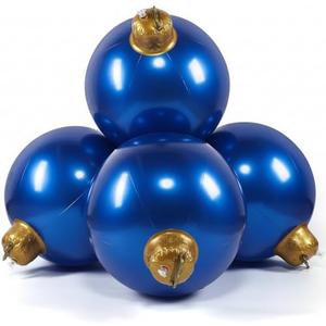 Jetec 4 in 1 17.7 Inch Giant Inflatable Christmas Ball PVC Christmas Ornaments Ball Connected and Fixed Outdoor Indoor Decorations Xmas Blow up for Yard Lawn Holiday (Blue)