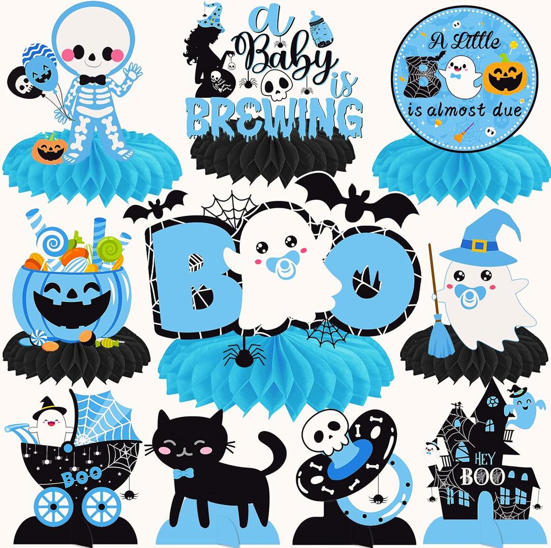 2 x Halloween Honeycomb Centerpieces Halloween Baby Shower Decorations for Boy Halloween Ghost Boo Theme Table Centerpieces for Halloween A Baby is Brewing Party Pumpkin Bat Witch Theme Party Supplies