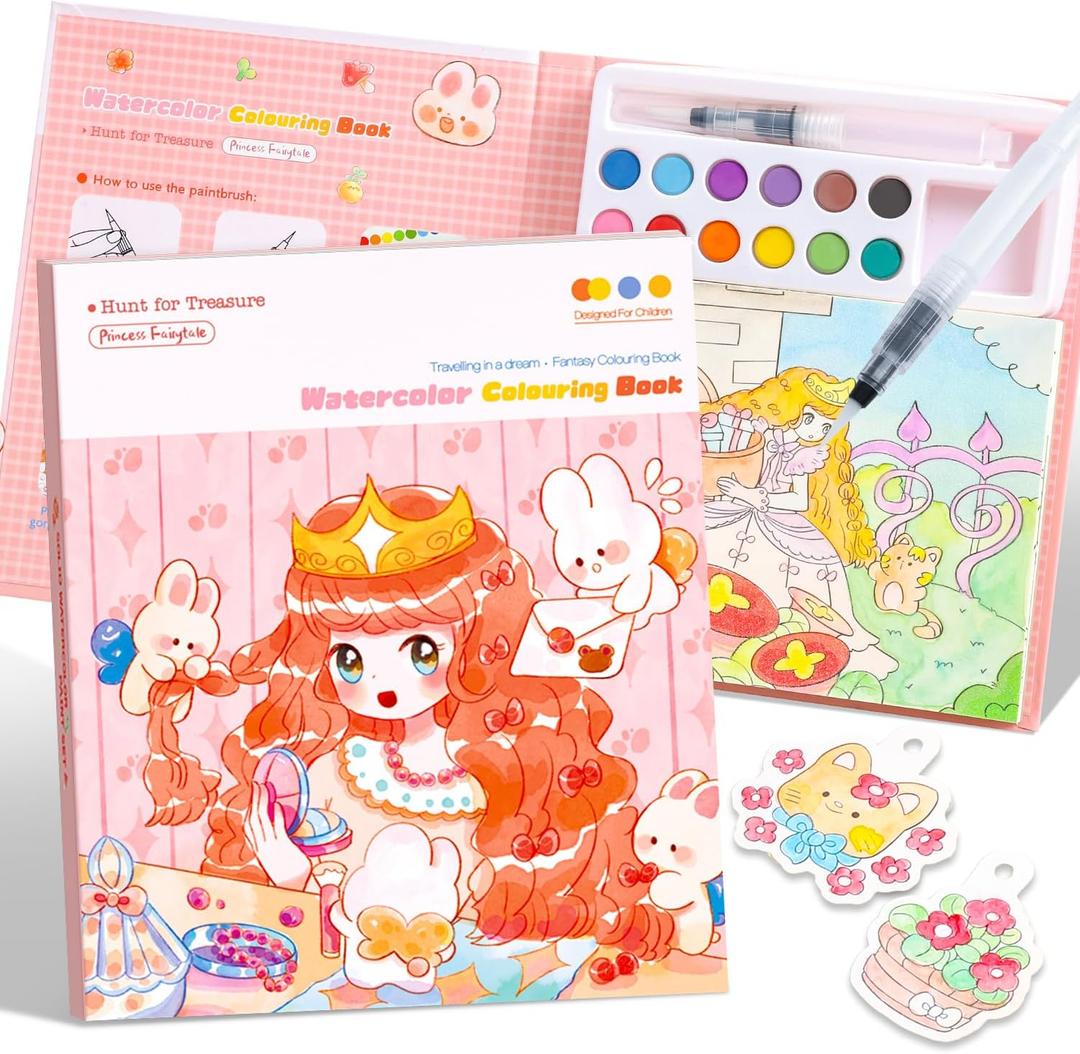 3 x Paint with Water Coloring Books for Kids Ages 3-5, 4-8 – Cute Coloring Book for Teens,Arts and Crafts for Kids Ages 3 4 5 6 7 8+, Birthday Gift Toys for Girls Boys,Travel Toys -Princess