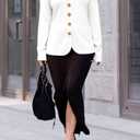 Cicy Bell Womens Button Up Cardigan Sweaters Blazer Trendy Lightweight V Neck Long Sleeve Sweater Tops (White, S)