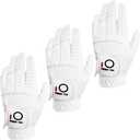 Pack of 3 FINGER TEN All Weather Grip Golf Gloves Men Value  for Left Handed Golfer, Hot Wet Rain Grip & Comfort Soft Glove for Premium Performance,, White, Medium/Large 