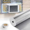 GCGOODS 46" x 17" Window AC Sealing Panel, Full Surround Insulation Window Air Conditioner Foam Panel with Aluminum Surface, Seal All Gaps, Block Rain from Outside, Reflect Heat & Sunlight