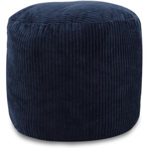 Sexysamba Round Corduroy Pouf Cover Only, 20"x 16" Unstuffed Decorative Ottoman Foot Stool Rest, Washable Storage Bean Bag Chair Floor Pouf Covers for Living Room Bedroom, Navy Blue