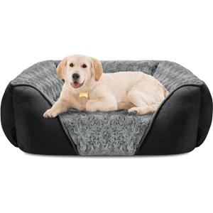 INVENHO Large Dog Bed for Large Medium Small Dogs, Rectangle Washable Orthopedic Dog Bed, Soft Calming Sleeping Puppy Bed Durable Pet Cuddler with Anti-Slip Bottom L(30"x24"x9")