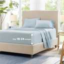 Comfort Spaces Extra Deep Pocket Sheets, Queen Cooling Sheets Fits Up to 24" Mattress, Moisture Wicking Coolmax, Soft, Colorfast Sheet Set, Cooling Bed Sheets for Hot Sleepers, Blue 4 Piece