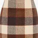IDEALSANXUN Womens High Waist Plaid Skirt Bodycon Pencil Wool Mini Skirts Medium, Dark Brown 